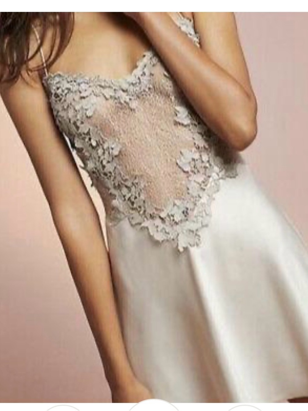 Flora Nikrooz Champagne Cream Toile-Print Sleepwear Top Sz XS